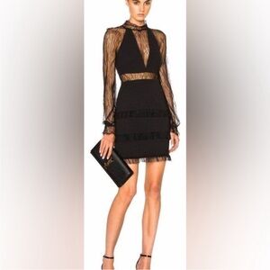 NICHOLAS Black Sheer Long Sleeve Dress